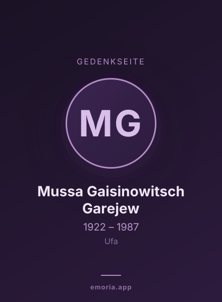 Gedenkportrait von Mussa Gaisinowitsch Garejew