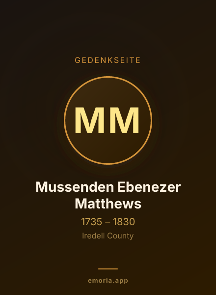 Gedenkportrait von Mussenden Ebenezer Matthews