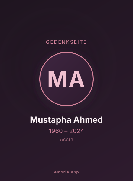 Gedenkportrait von Mustapha Ahmed
