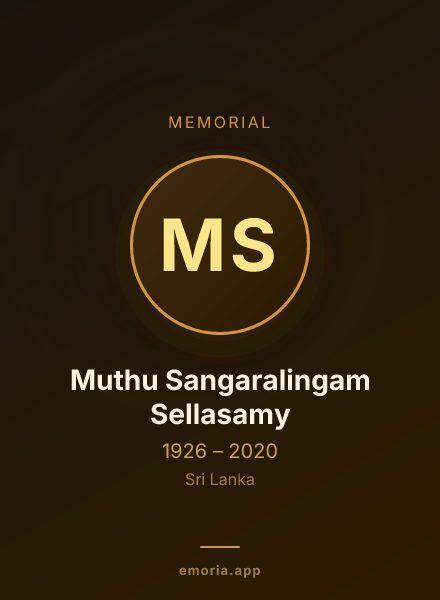 Memorial portrait of Muthu Sangaralingam Sellasamy