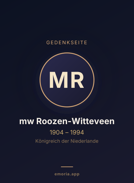 Gedenkportrait von mw Roozen-Witteveen