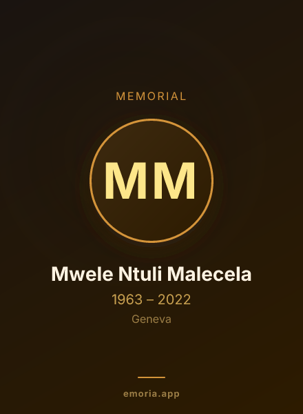 Memorial portrait of Mwele Ntuli Malecela