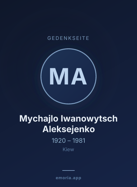 Gedenkportrait von Mychajlo Iwanowytsch Aleksejenko