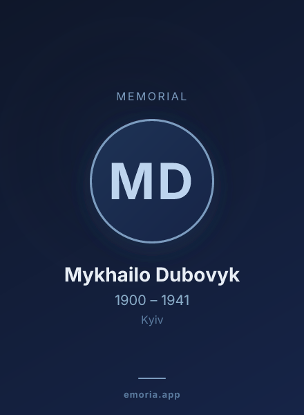Memorial portrait of Mykhailo Dubovyk