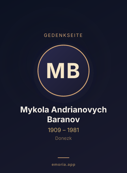 Gedenkportrait von Mykola Andrianovych Baranov