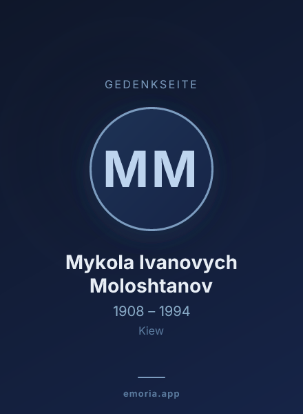 Gedenkportrait von Mykola Ivanovych Moloshtanov