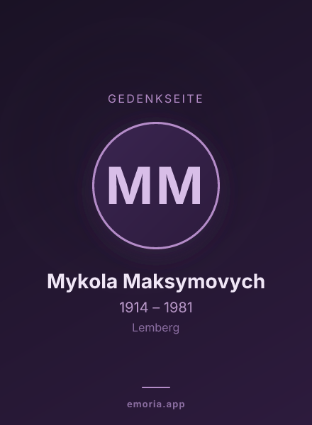 Gedenkportrait von Mykola Maksymovych