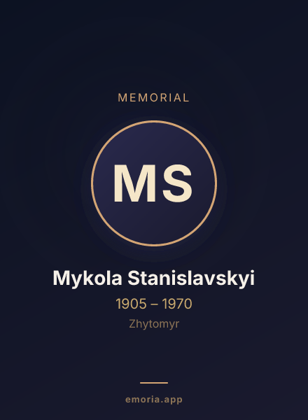 Memorial portrait of Mykola Stanislavskyi