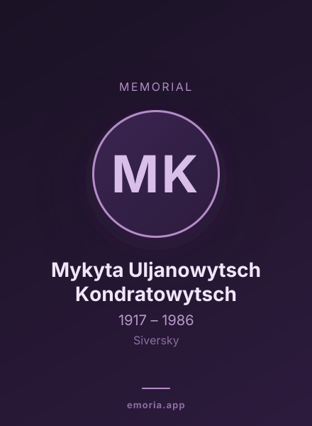 Memorial portrait of Mykyta Uljanowytsch Kondratowytsch