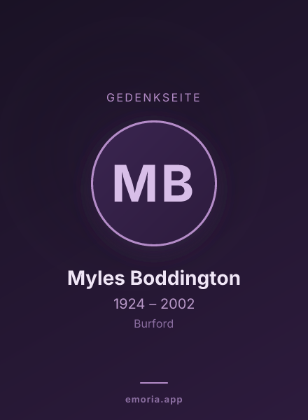 Gedenkportrait von Myles Boddington