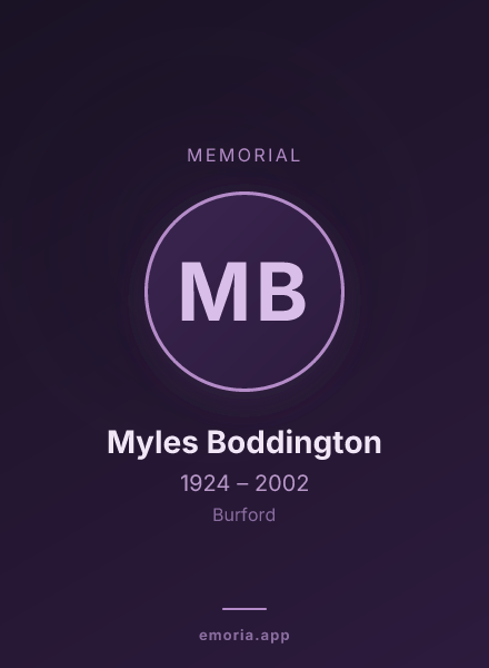 Memorial portrait of Myles Boddington