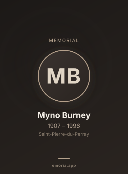 Memorial portrait of Myno Burney