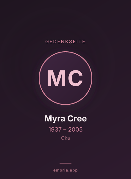Gedenkportrait von Myra Cree