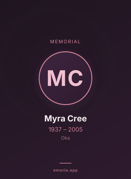 Memorial portrait of Myra Cree