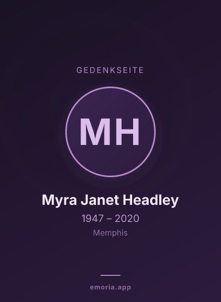 Gedenkportrait von Myra Janet Headley