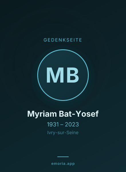 Gedenkportrait von Myriam Bat-Yosef