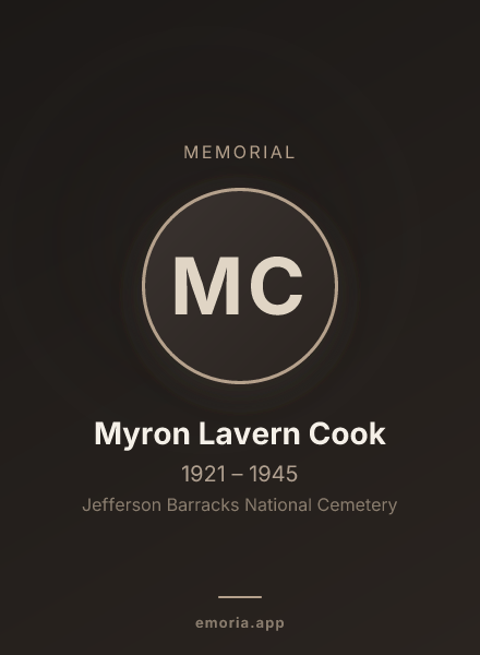 Memorial portrait of Myron Lavern Cook