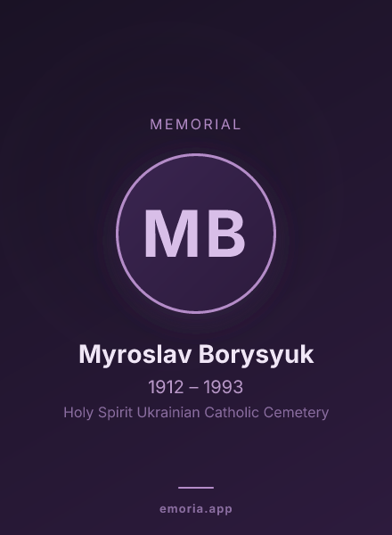 Memorial portrait of Myroslav Borysyuk