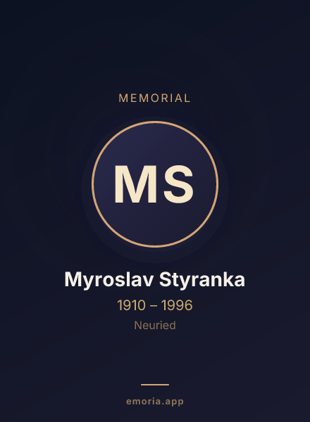 Memorial portrait of Myroslav Styranka