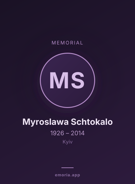 Memorial portrait of Myroslawa Schtokalo