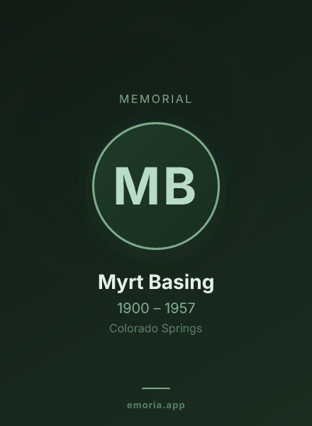 Memorial portrait of Myrt Basing