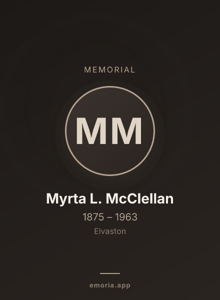 Memorial portrait of Myrta L. McClellan