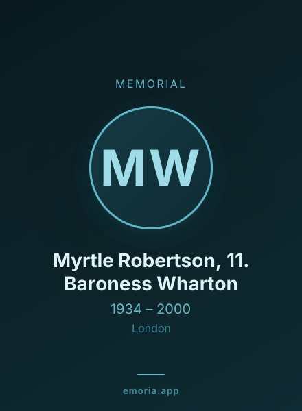 Memorial portrait of Myrtle Robertson, 11. Baroness Wharton