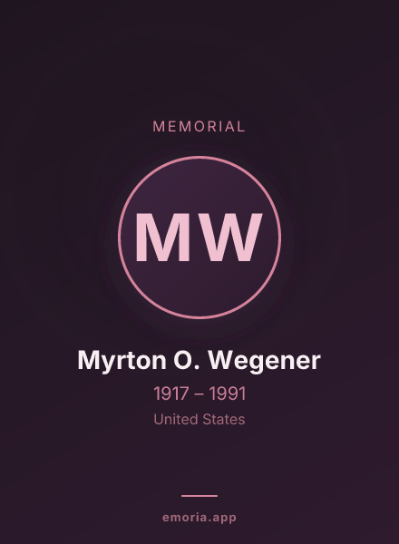 Memorial portrait of Myrton O. Wegener