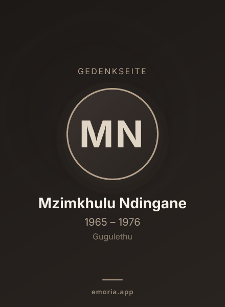 Gedenkportrait von Mzimkhulu Ndingane