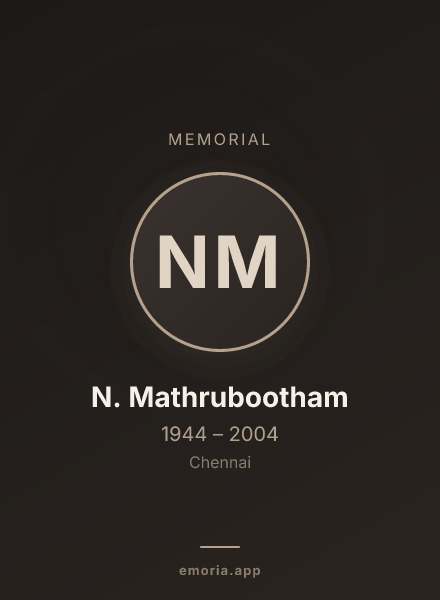 Memorial portrait of N. Mathrubootham