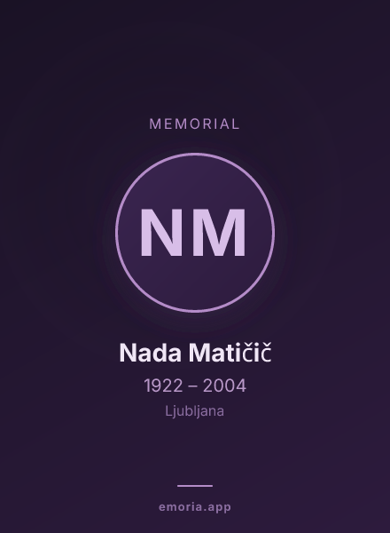 Memorial portrait of Nada Matičič