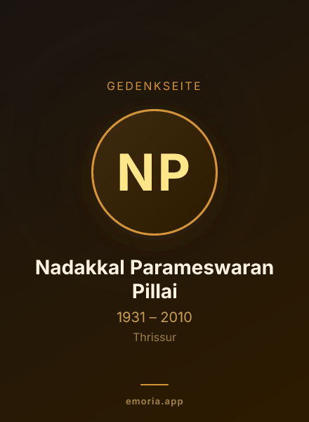 Gedenkportrait von Nadakkal Parameswaran Pillai