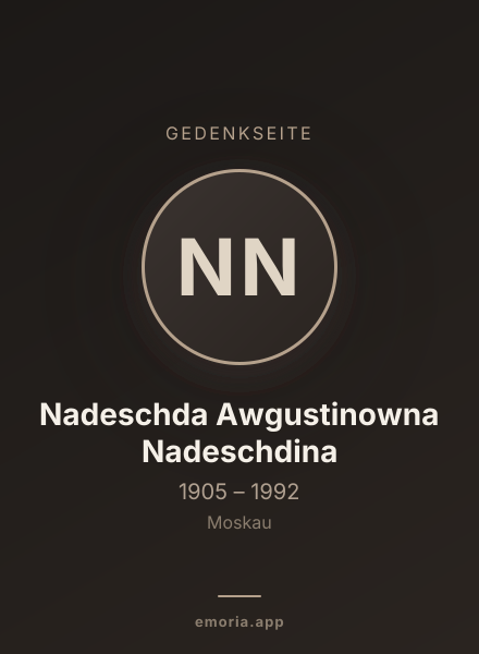 Gedenkportrait von Nadeschda Awgustinowna Nadeschdina