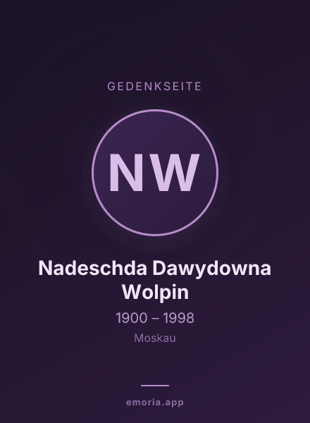 Gedenkportrait von Nadeschda Dawydowna Wolpin