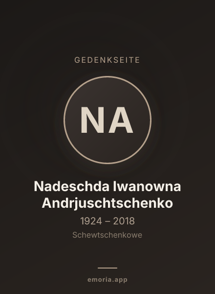 Gedenkportrait von Nadeschda Iwanowna Andrjuschtschenko
