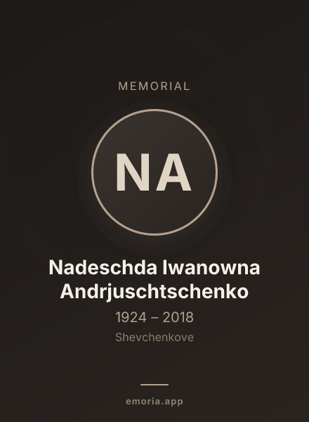 Memorial portrait of Nadeschda Iwanowna Andrjuschtschenko