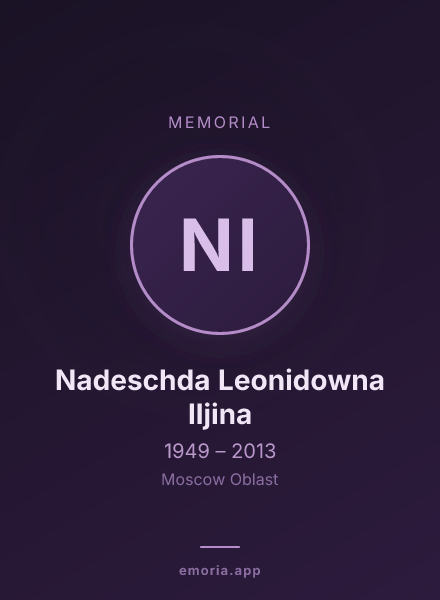 Memorial portrait of Nadeschda Leonidowna Iljina