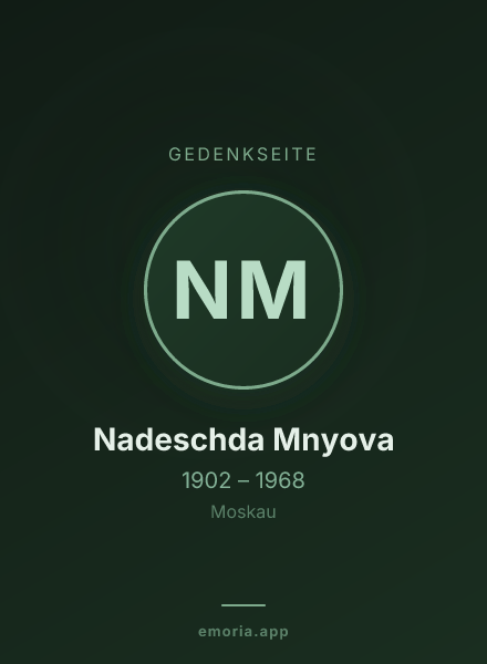 Gedenkportrait von Nadeschda Mnyova