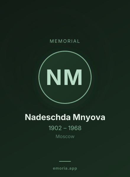 Memorial portrait of Nadeschda Mnyova