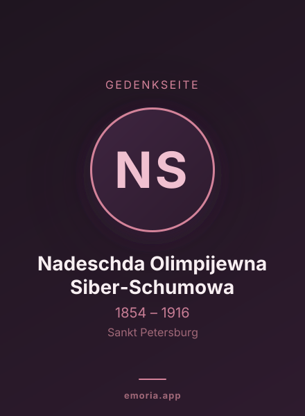Gedenkportrait von Nadeschda Olimpijewna Siber-Schumowa