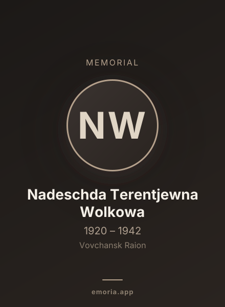Memorial portrait of Nadeschda Terentjewna Wolkowa