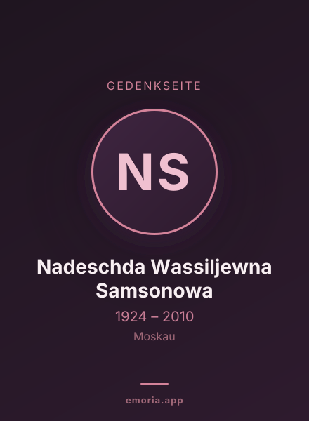 Gedenkportrait von Nadeschda Wassiljewna Samsonowa