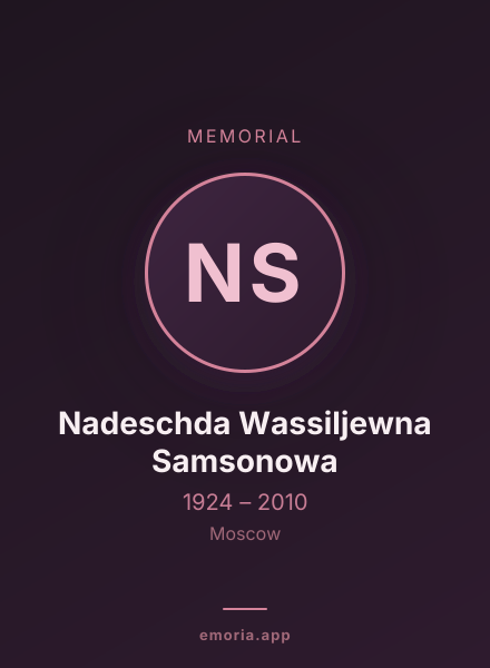 Memorial portrait of Nadeschda Wassiljewna Samsonowa