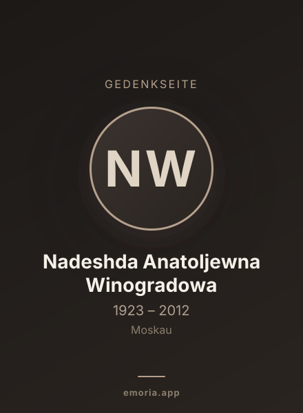 Gedenkportrait von Nadeshda Anatoljewna Winogradowa