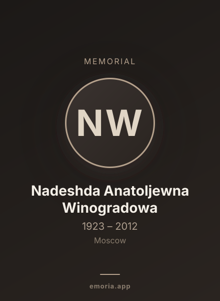 Memorial portrait of Nadeshda Anatoljewna Winogradowa