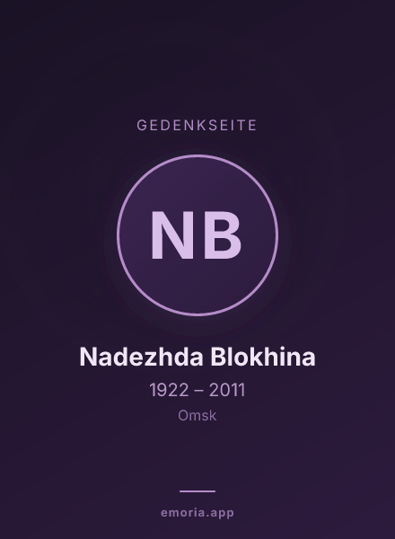 Gedenkportrait von Nadezhda Blokhina