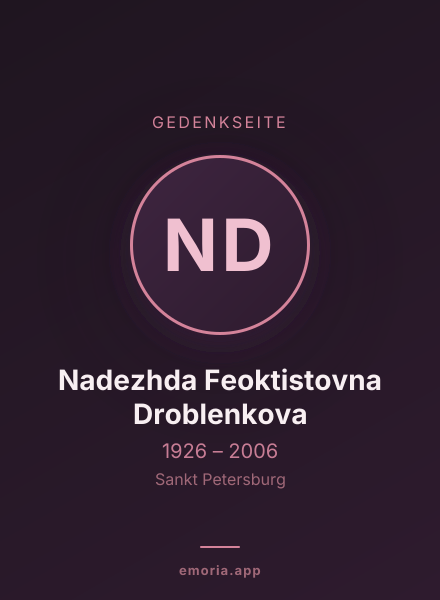 Gedenkportrait von Nadezhda Feoktistovna Droblenkova