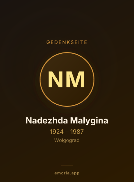 Gedenkportrait von Nadezhda Malygina
