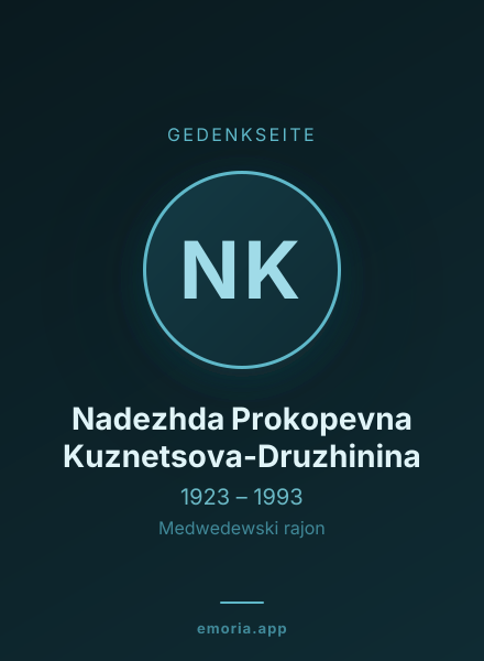 Gedenkportrait von Nadezhda Prokopevna Kuznetsova-Druzhinina