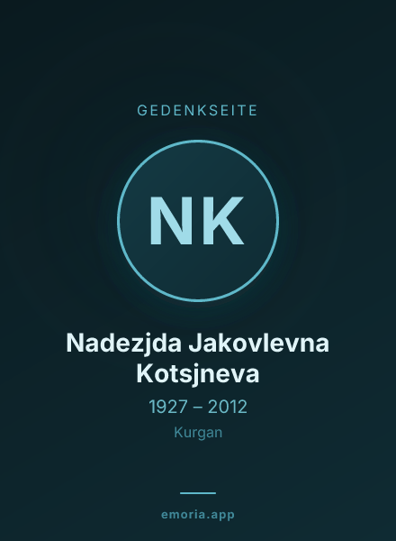Gedenkportrait von Nadezjda Jakovlevna Kotsjneva
